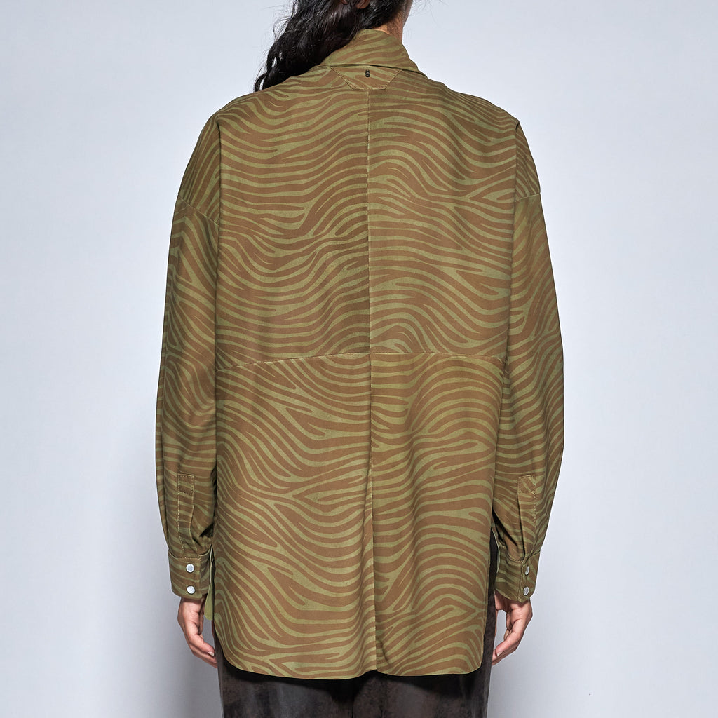 CAMICIA IN CAMOSCIO ZEBRATO - ARMY