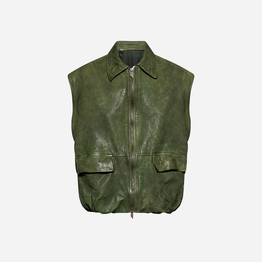 GILET IN PELLE INVECCHIATA - MUSCHIO