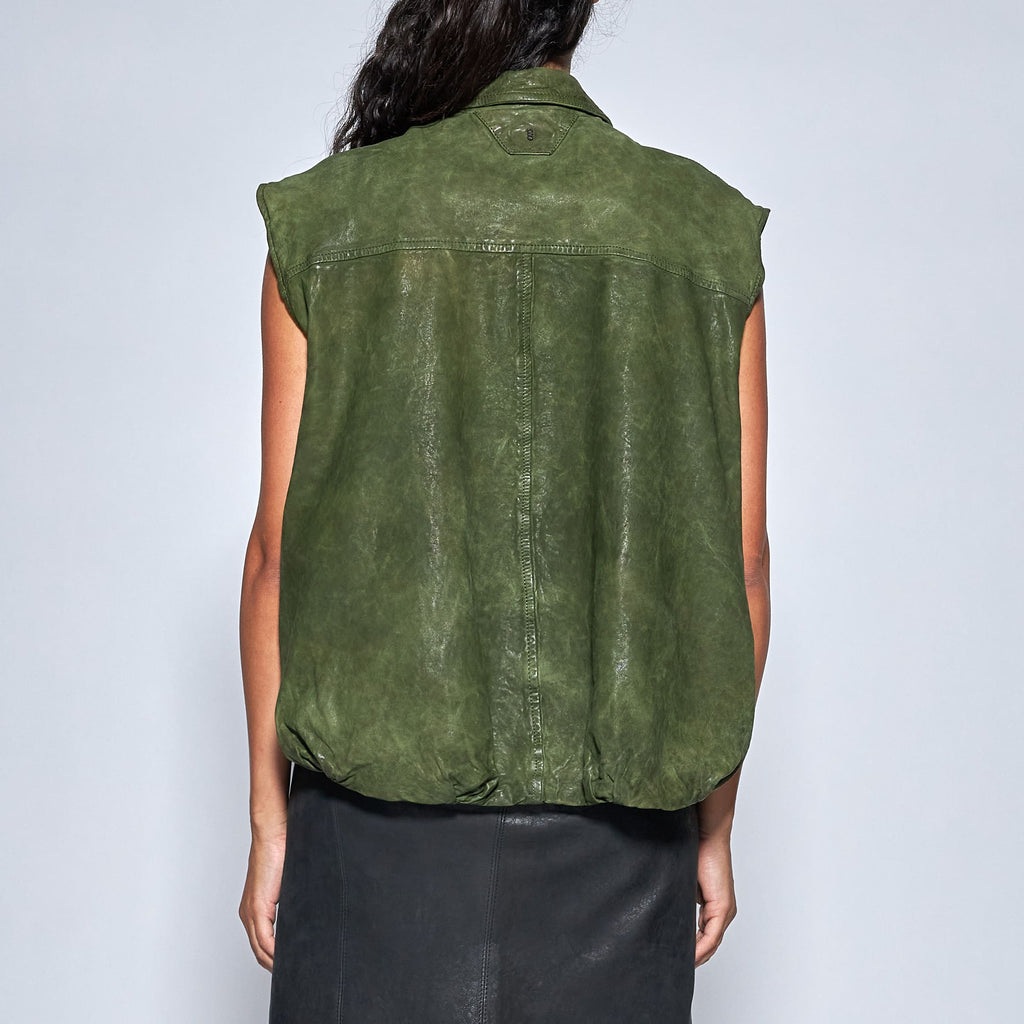 GILET IN PELLE INVECCHIATA - MUSCHIO