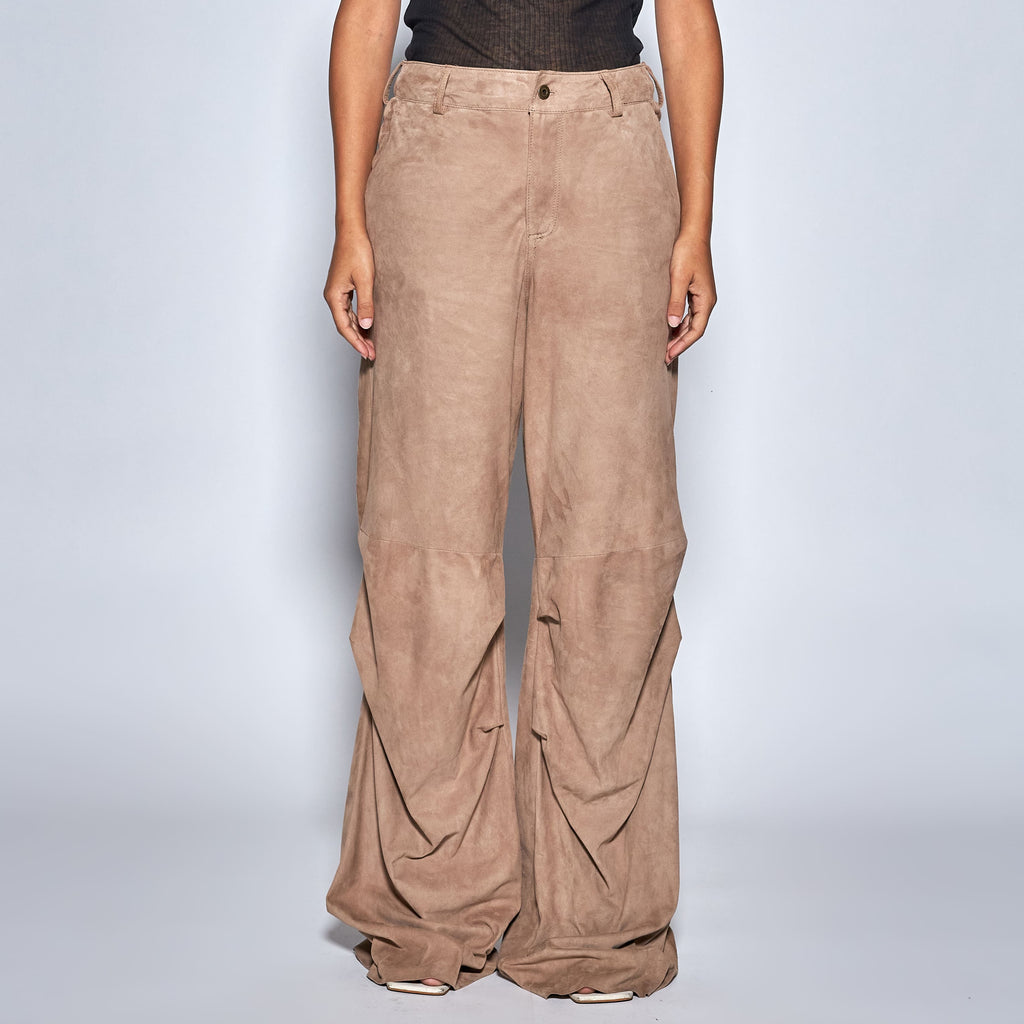 PANTALONI IN CAMOSCIO - BEIGE