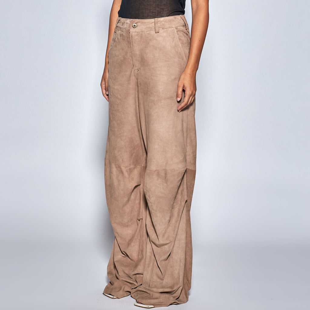 PANTALONI IN CAMOSCIO - BEIGE