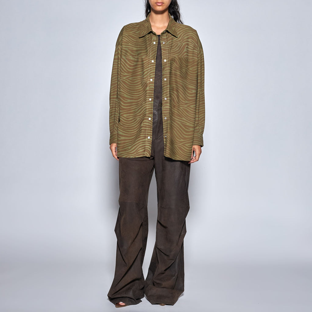 PANTALONI IN PELLE INVECCHIATA - COFFEE