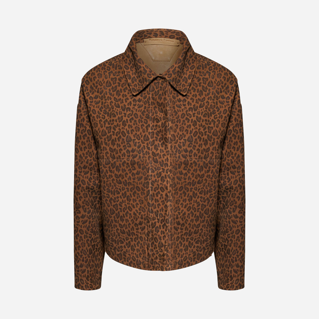 GIACCA OVER IN CAMOSCIO LEOPARDATO - TOBACCO