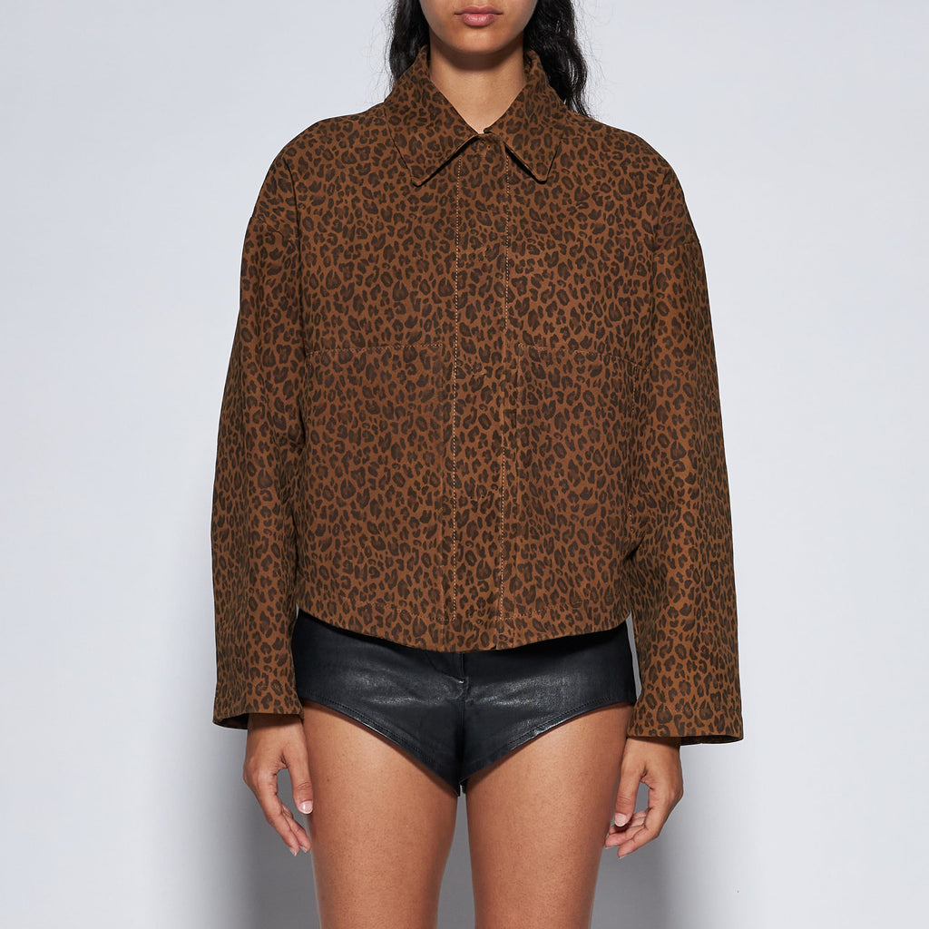 GIACCA OVER IN CAMOSCIO LEOPARDATO - TOBACCO