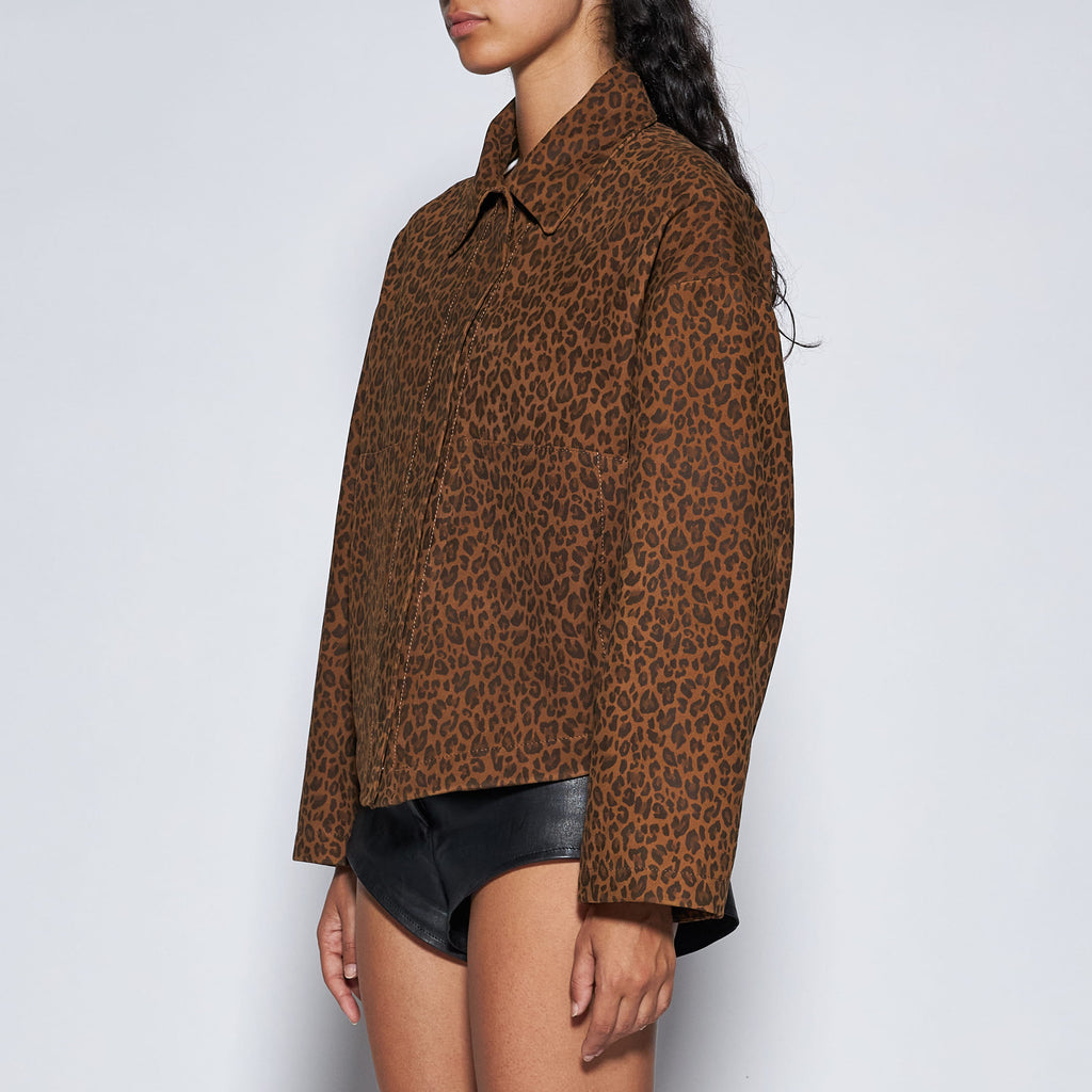 GIACCA OVER IN CAMOSCIO LEOPARDATO - TOBACCO