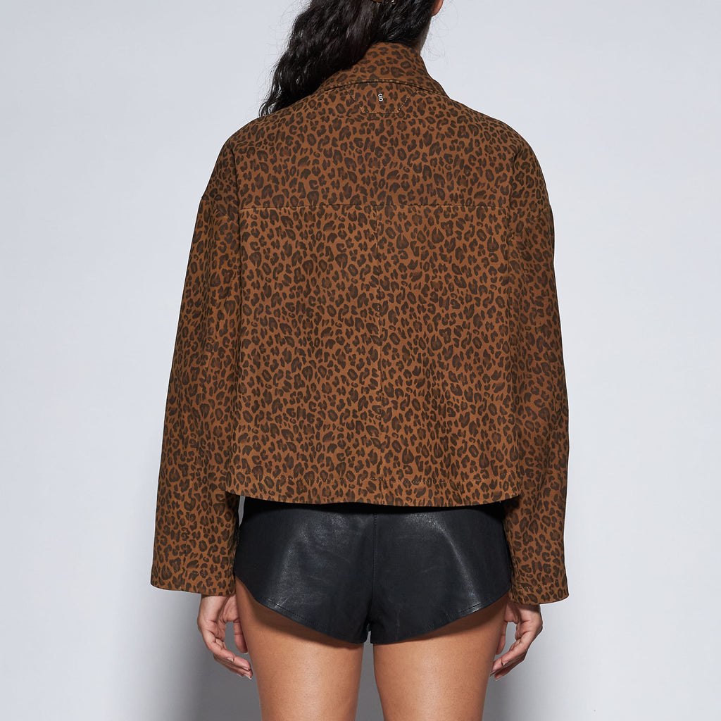 GIACCA OVER IN CAMOSCIO LEOPARDATO - TOBACCO