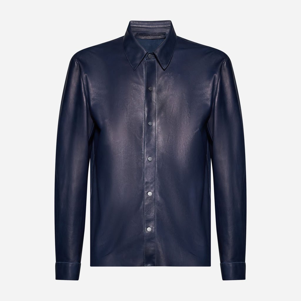 CAMICIA IN NAPPA PLONGÈ - BLUE