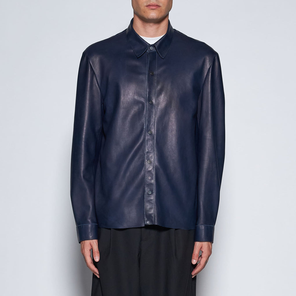 CAMICIA IN NAPPA PLONGÈ - BLUE