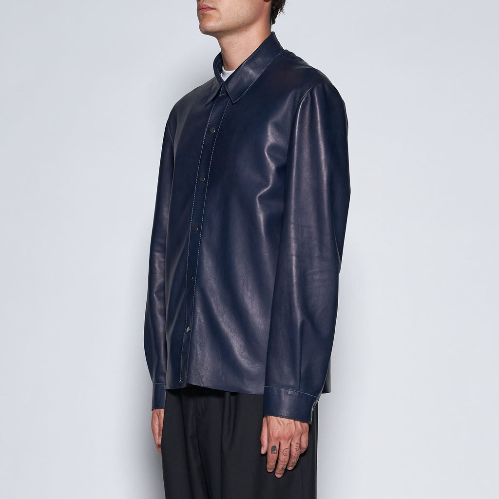 CAMICIA IN NAPPA PLONGÈ - BLUE