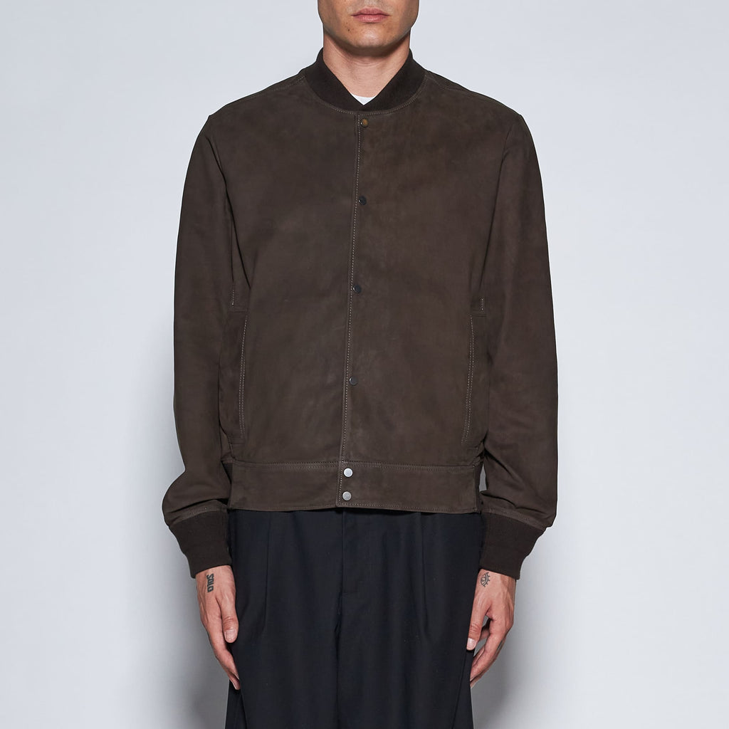 GIACCA BOMBER IN PELLE CERATA - DARK BROWN