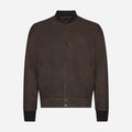 GIACCA BOMBER IN PELLE CERATA - DARK BROWN