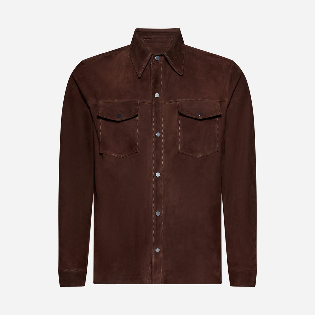 CAMICIA IN CAMOSCIO - DARK BROWN