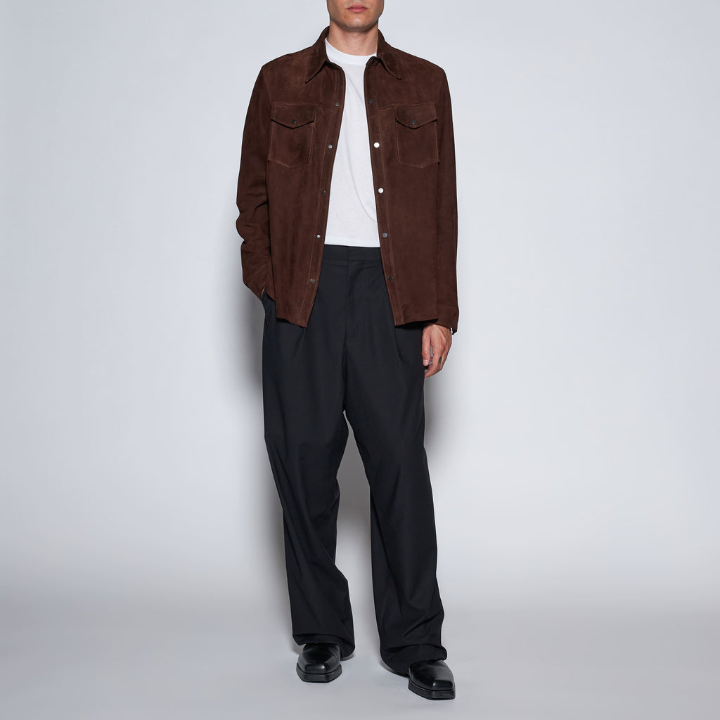 CAMICIA IN CAMOSCIO - DARK BROWN