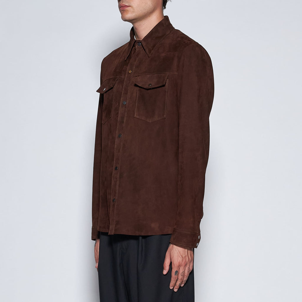 CAMICIA IN CAMOSCIO - DARK BROWN