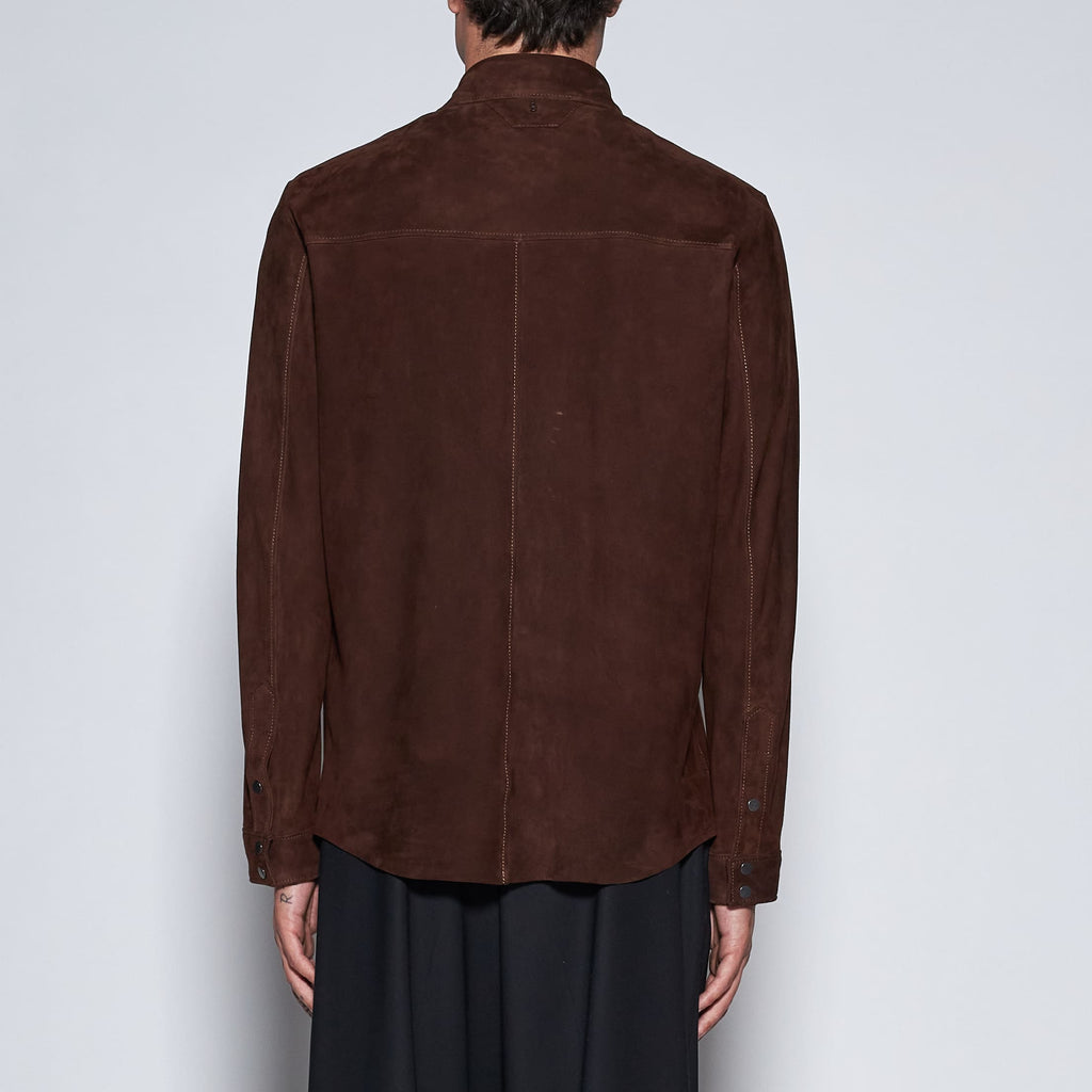 CAMICIA IN CAMOSCIO - DARK BROWN
