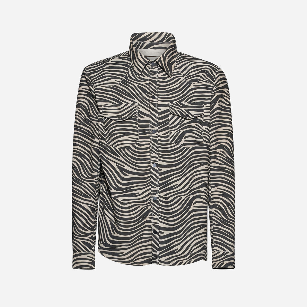 CAMICIA TEXAS IN CAMOSCIO ZEBRA - IVORY