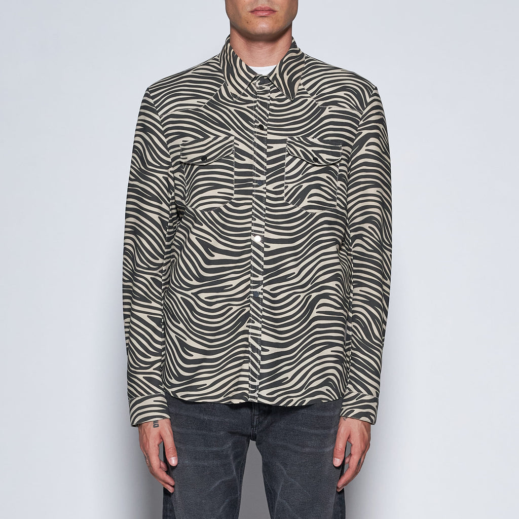 CAMICIA TEXAS IN CAMOSCIO ZEBRA - IVORY