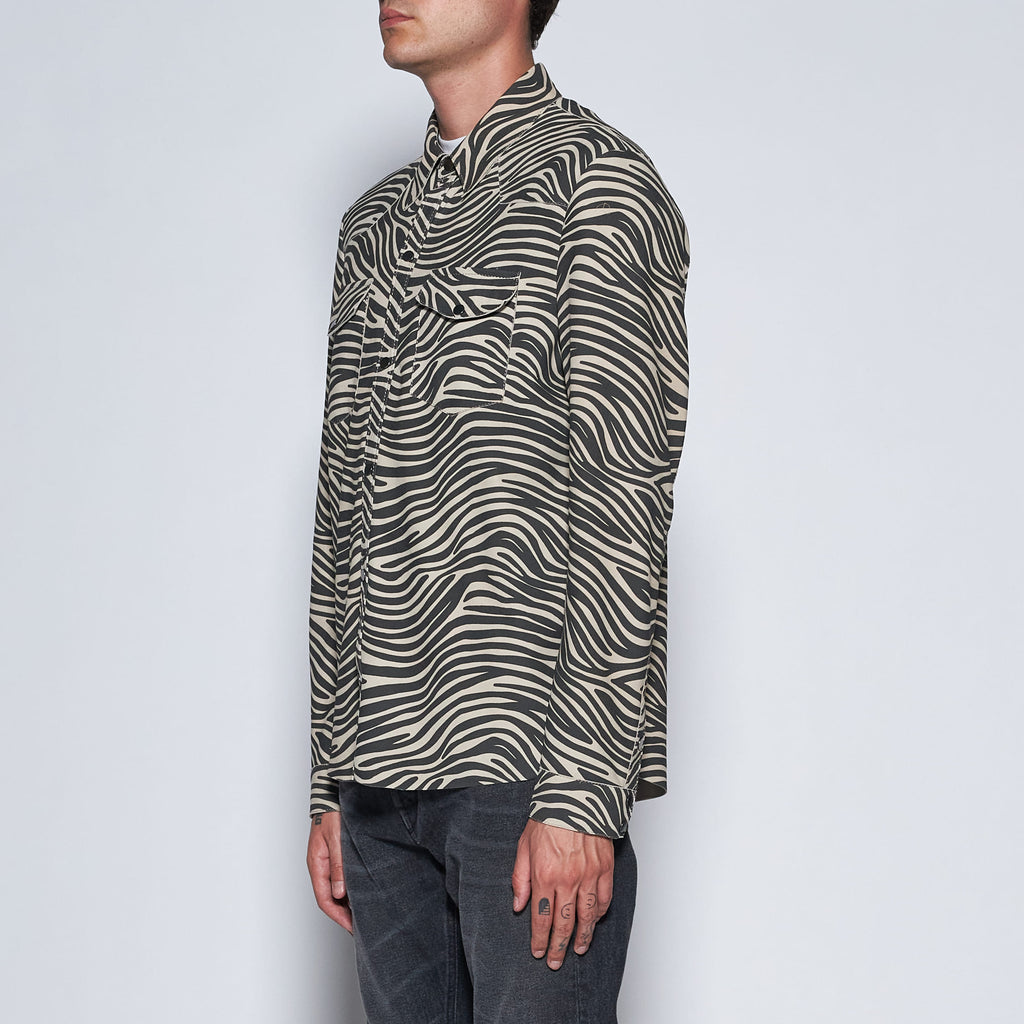 CAMICIA TEXAS IN CAMOSCIO ZEBRA - IVORY