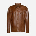 CAMICIA IN PELLE STAMPA COCCO - TOBACCO