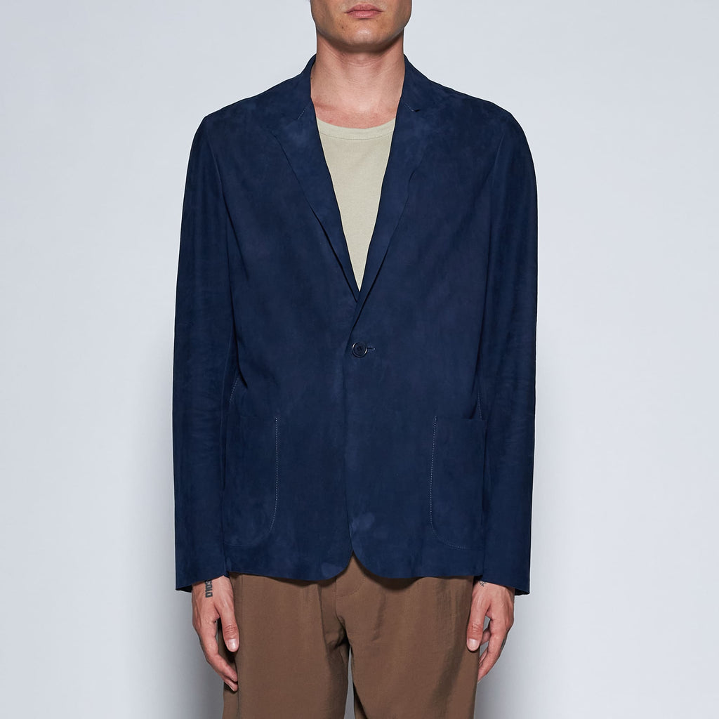 BLAZER IN CAMOSCIO - BLUE