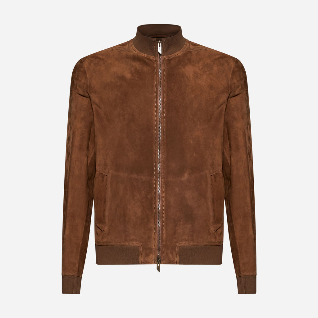 GIACCA BOMBER IN CAMOSCIO - TOBACCO