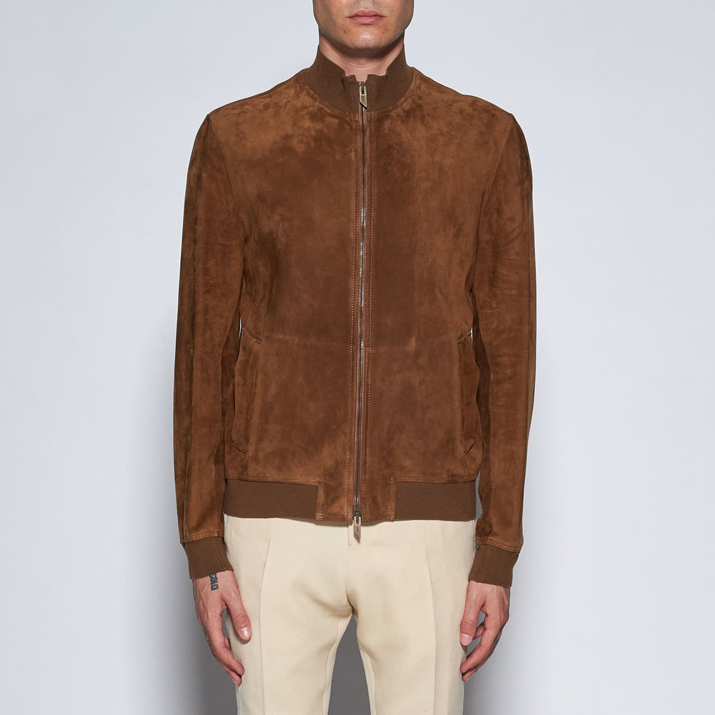 GIACCA BOMBER IN CAMOSCIO - TOBACCO