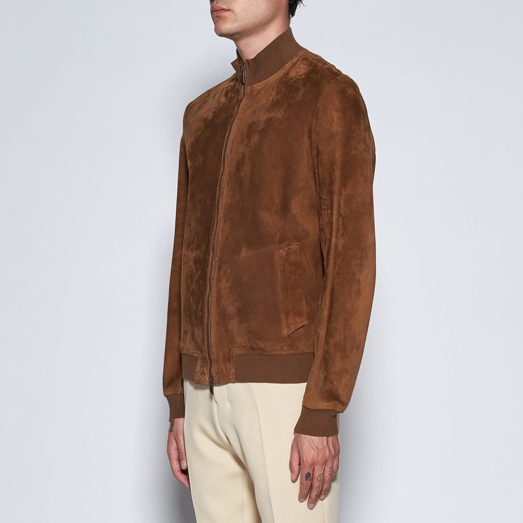 GIACCA BOMBER IN CAMOSCIO - TOBACCO