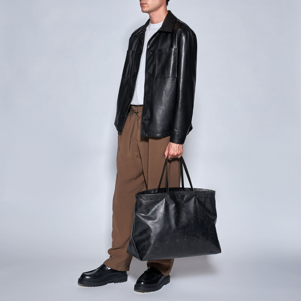 BORSA A MANO PELLE MORBIDA - BLACK