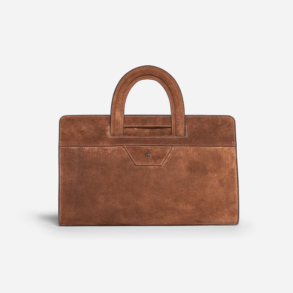 BORSA A MANO IN PELLE SCAMOSCIATA - TOBACCO