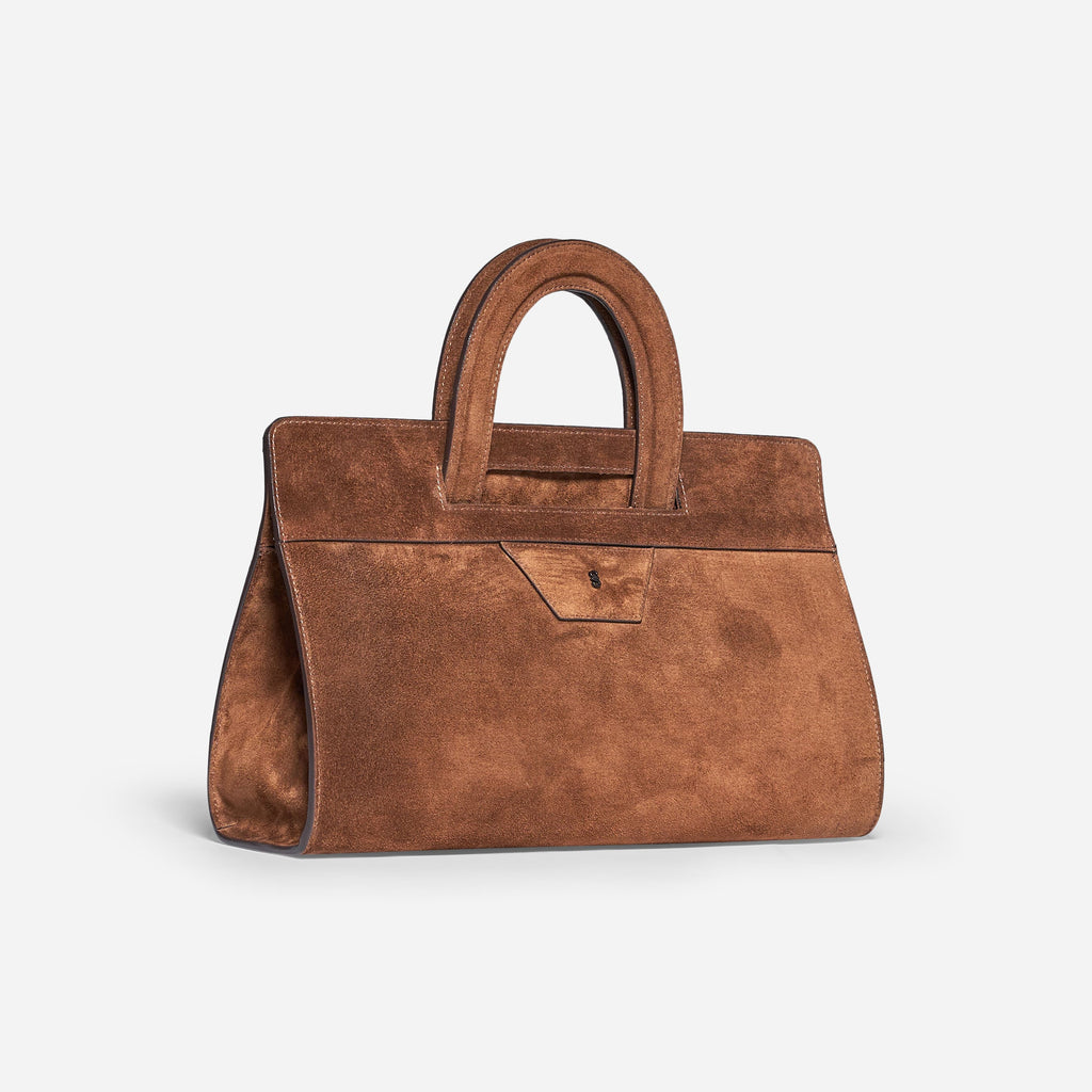 BORSA A MANO IN PELLE SCAMOSCIATA - TOBACCO