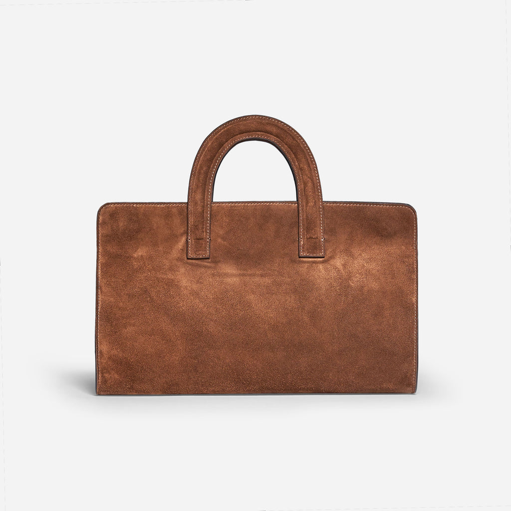 BORSA A MANO IN PELLE SCAMOSCIATA - TOBACCO