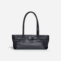 SHOULDER BAG IN PELLE MARTELLATA - BLACK