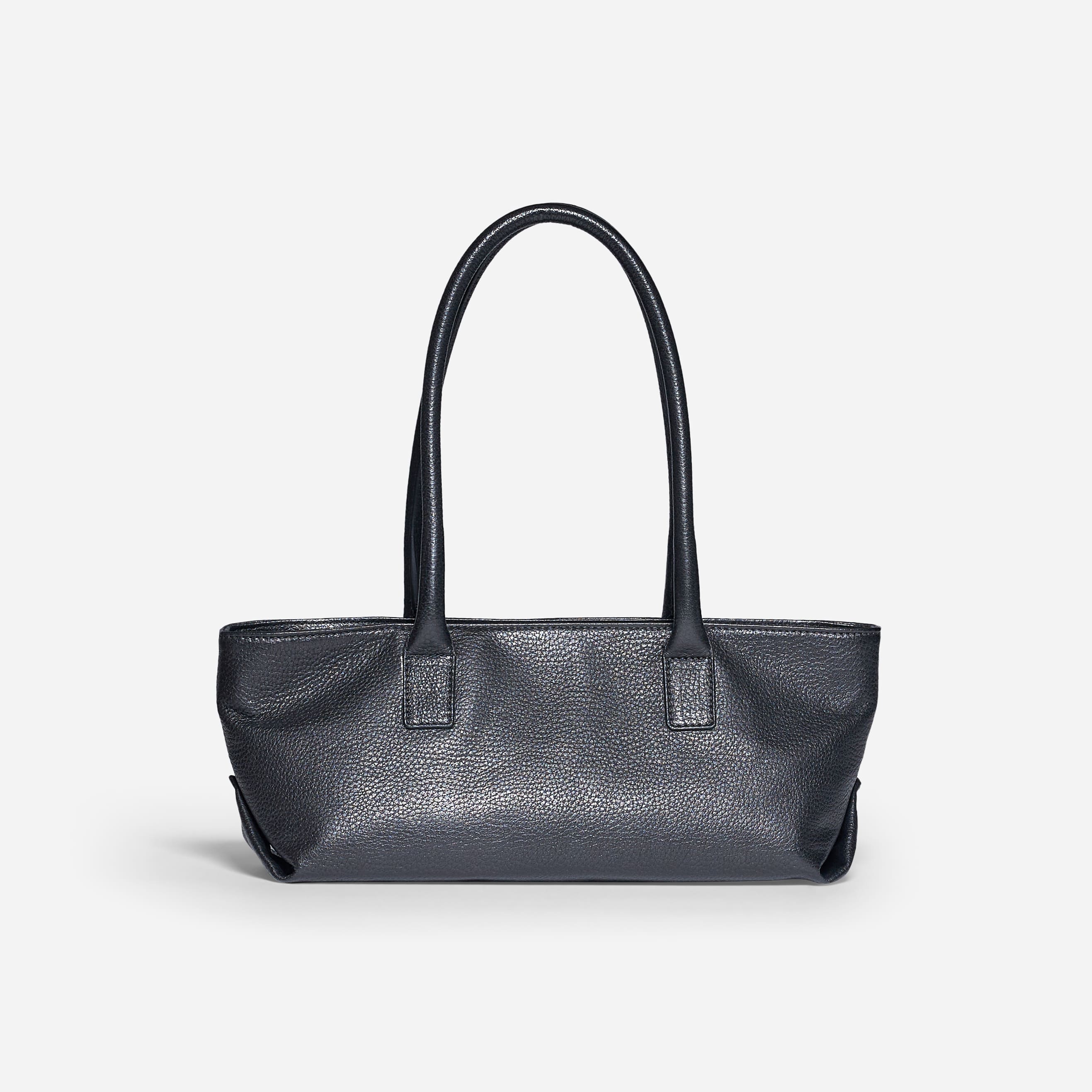 SHOULDER BAG IN PELLE MARTELLATA - BLACK
