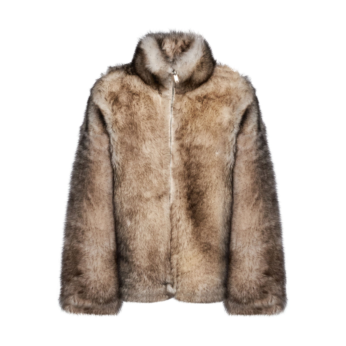 GIACCA IN SHEARLING - IVORY/DARK BROWN – vista frontale