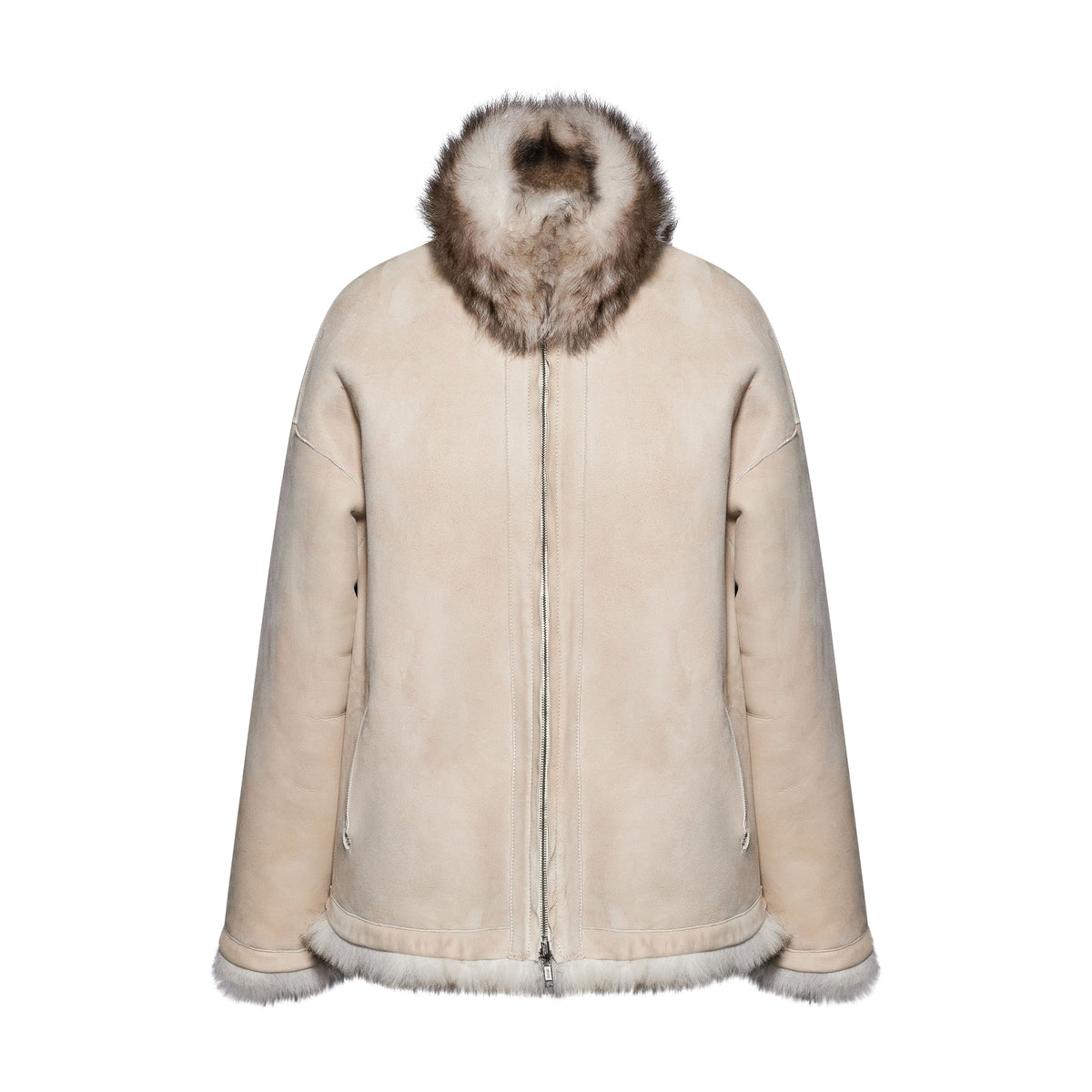 GIACCA IN SHEARLING - IVORY/DARK BROWN – vista aggiuntiva 3