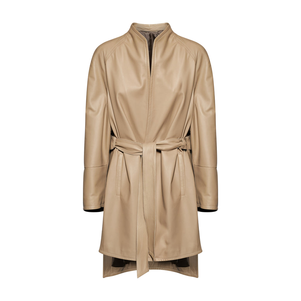 CAPPOTTO IN NAPPA PLONGÉ - SAND – vista frontale
