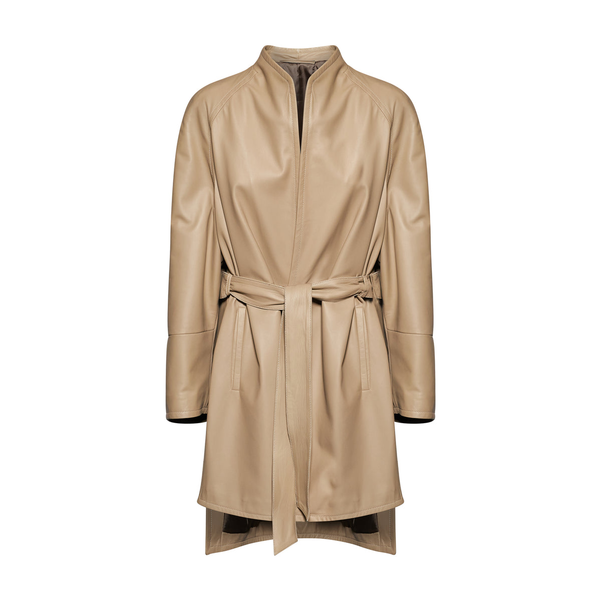 CAPPOTTO IN NAPPA PLONGÉ - SAND – vista frontale