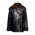 GIACCA DOPPIOPETTO CON COLLETTO IN SHEARLING - BLACK – vista frontale