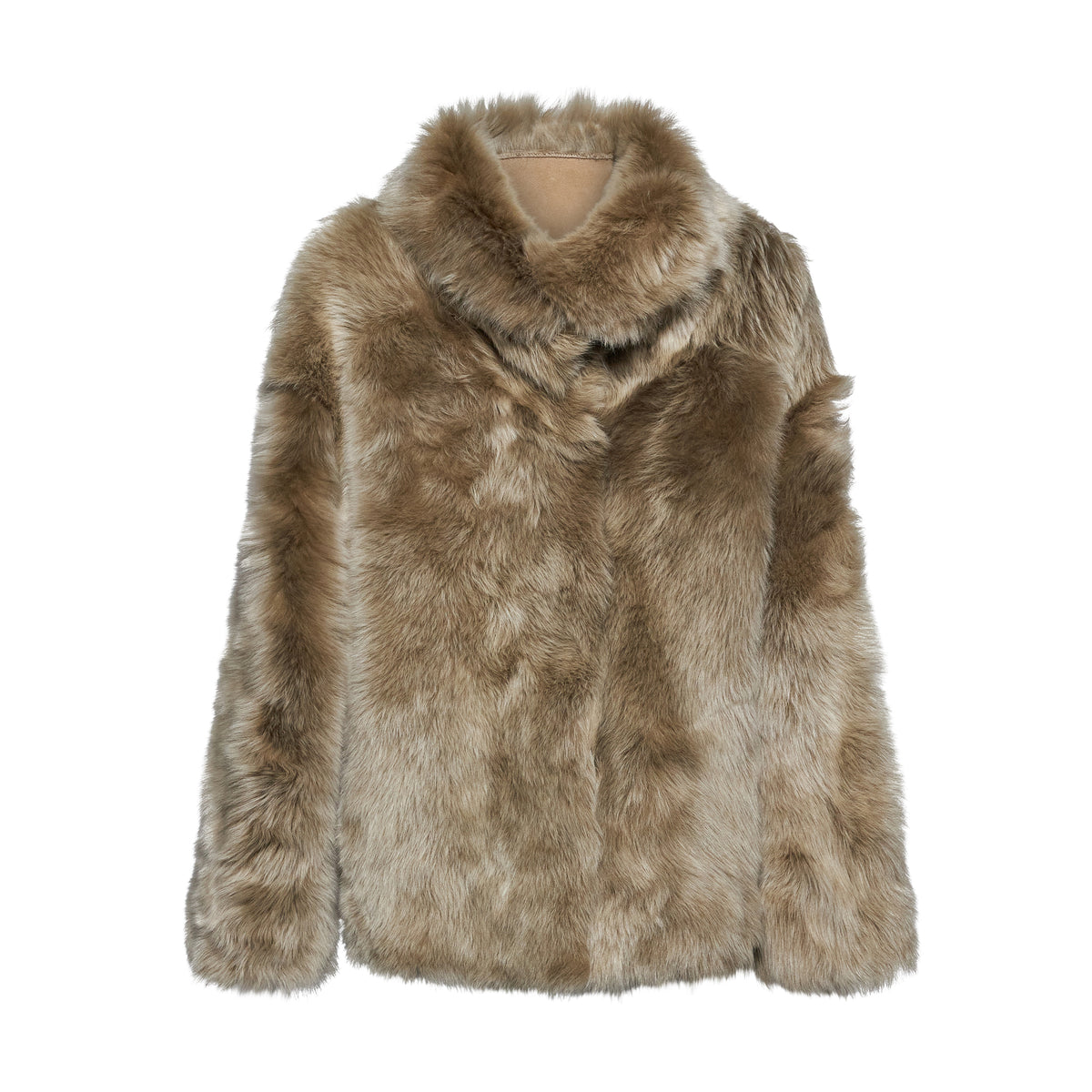 GIACCA IN SHEARLING - MUD – vista frontale