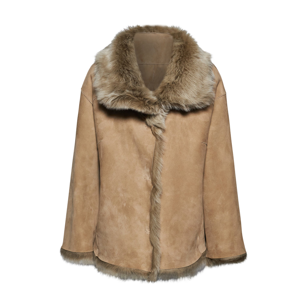 GIACCA IN SHEARLING - MUD – vista aggiuntiva 3