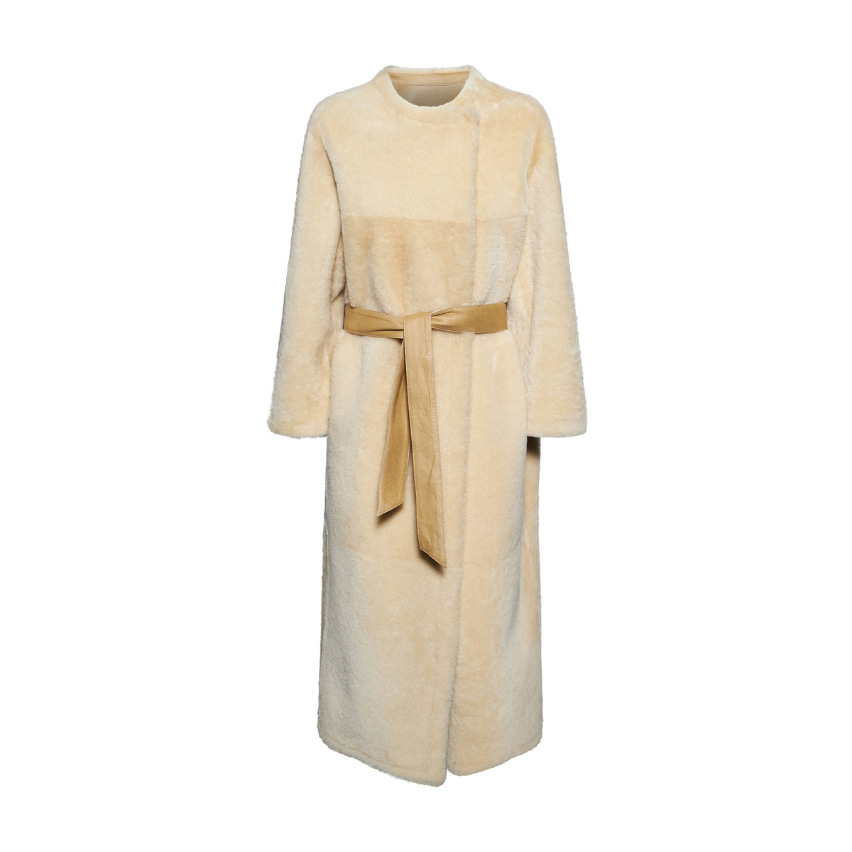 CAPPOTTO IN SHEARLING - IVORY – vista frontale