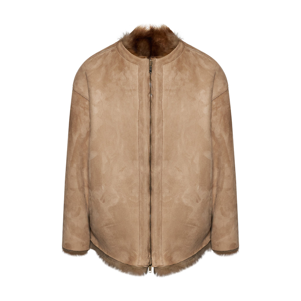 GIACCA IN SHEARLING - SAND/WHISKEY – vista aggiuntiva 3