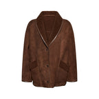 GIACCA IN SHEARLING - CHOCOLATE – vista frontale