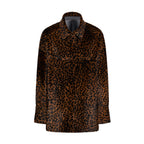 GIACCA IN SHEARLING CON STAMPA ANIMALIER - BROWN – vista frontale