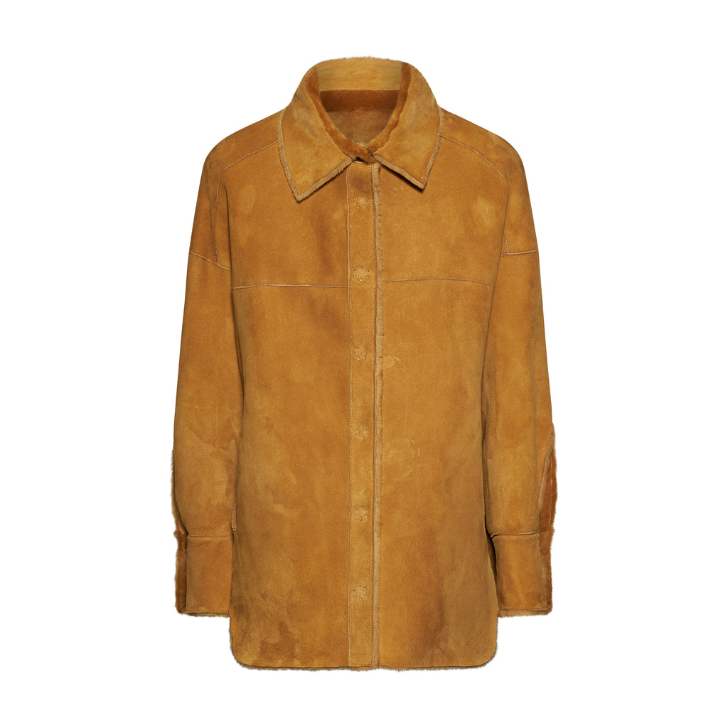 GIACCA IN SHEARLING - SENAPE – vista aggiuntiva 3