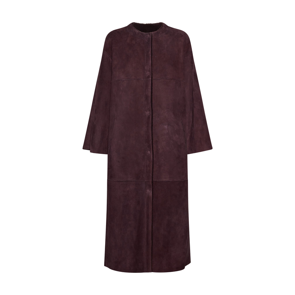 CAPPOTTO IN SHEARLING - WINE – vista frontale