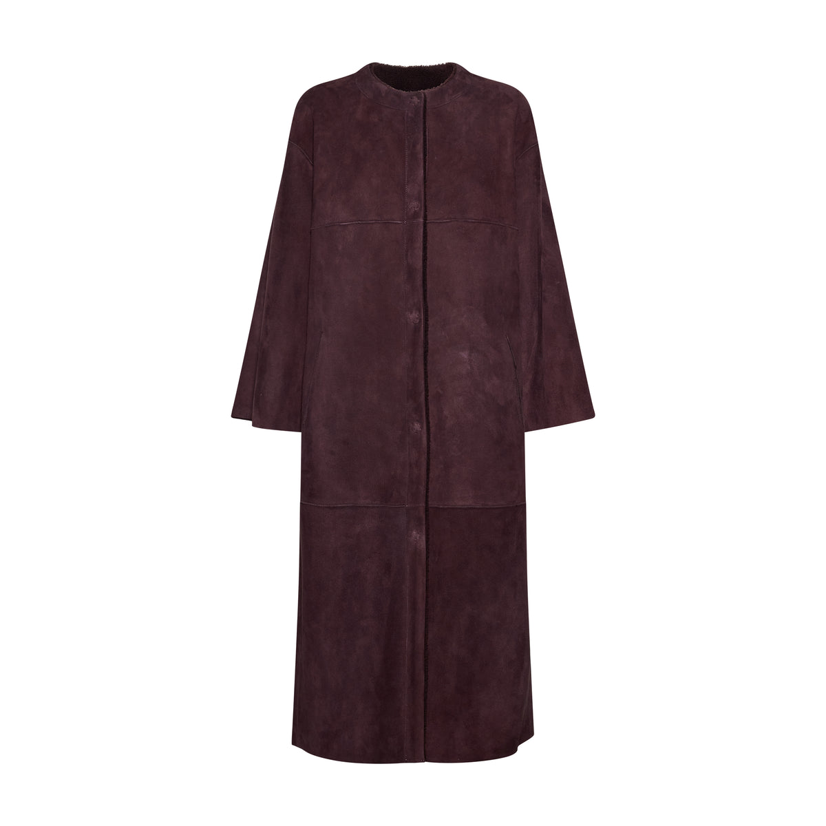 CAPPOTTO IN SHEARLING - WINE – vista frontale