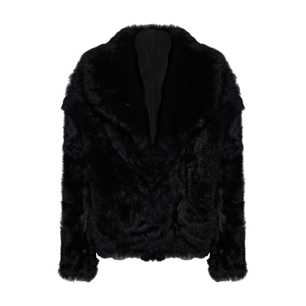 GIACCA IN SHEARLING - BLACK – vista frontale
