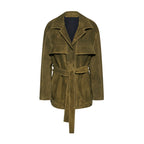 GIACCA IN PELLE SCAMOSCIATA- GREEN – vista frontale