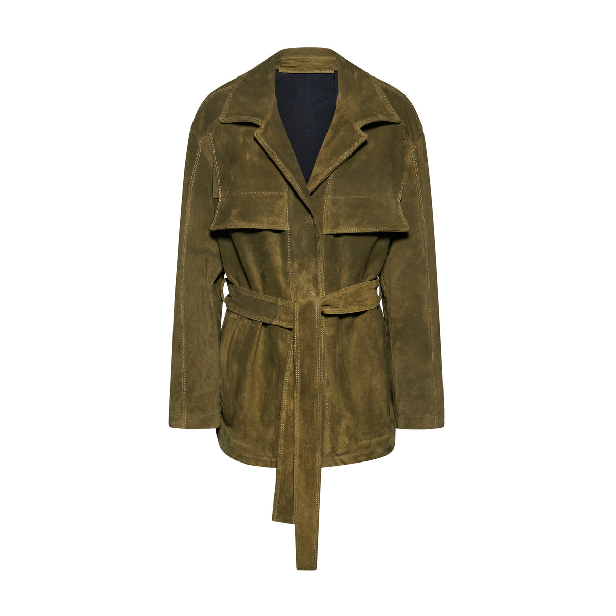 GIACCA IN PELLE SCAMOSCIATA- GREEN – vista frontale